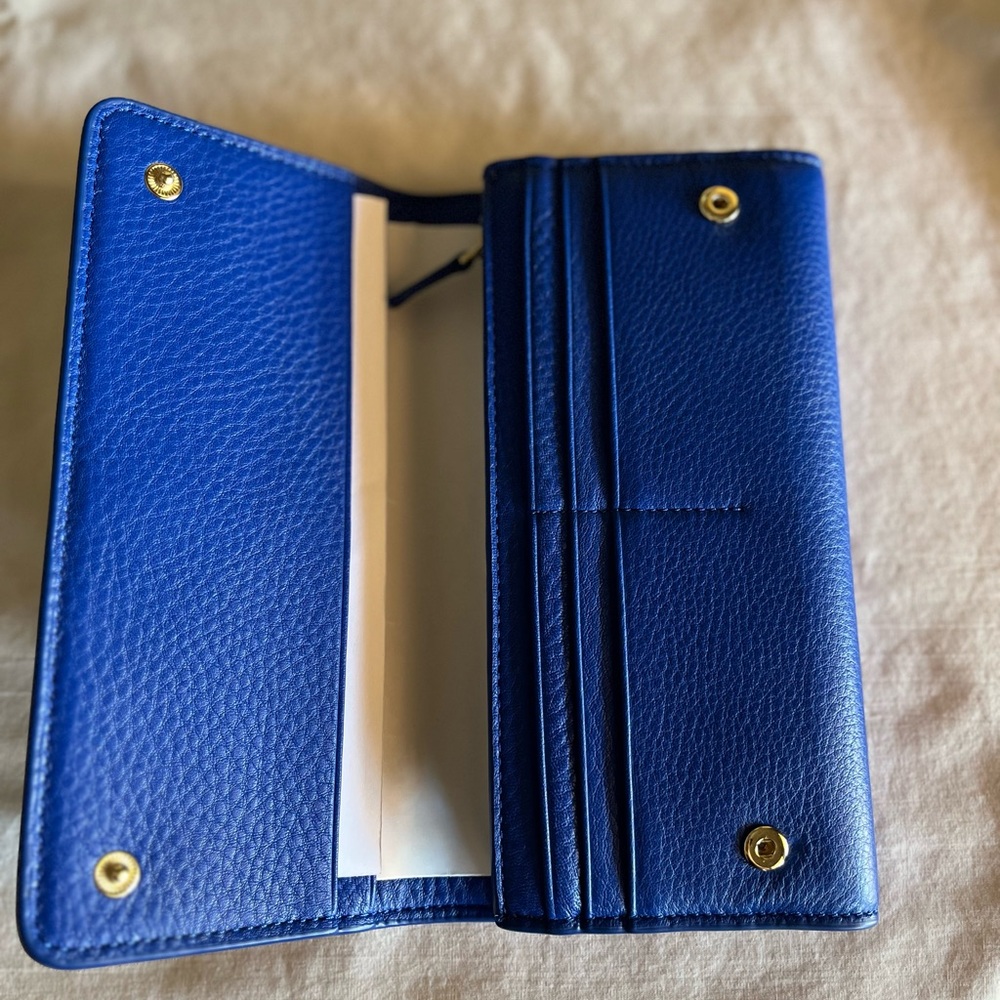 Tory Burch Jelly Blue Leather Wallet with Structured Design - Picture 7 of 8